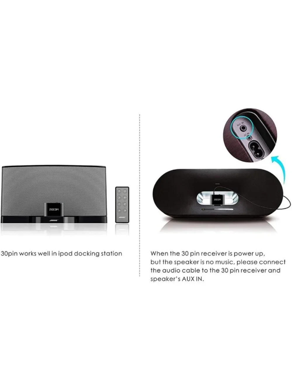 30 Pin Bluetooth Audio Receiver Adapter for SoundDock & 30 Pin Speakers